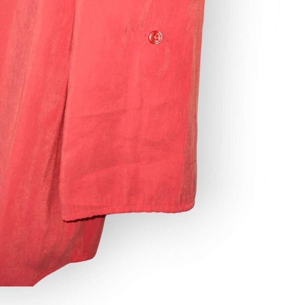 Chicos Peach Silk Blouse Sz 2 US 12 | Roll Tab Sleeve Coastal Classic Beachy Top - Picture 6 of 9
